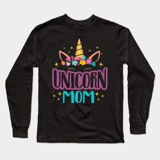 Unicorn Mom T Shirt Unicorns Birthday Party Squad Long Sleeve T-Shirt